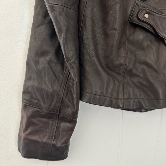 Nine West Brown Leather Jacket Size Small - Picture 8 of 11